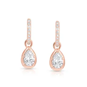 0.50ct Pear Rosette Pave Hoop Earrings