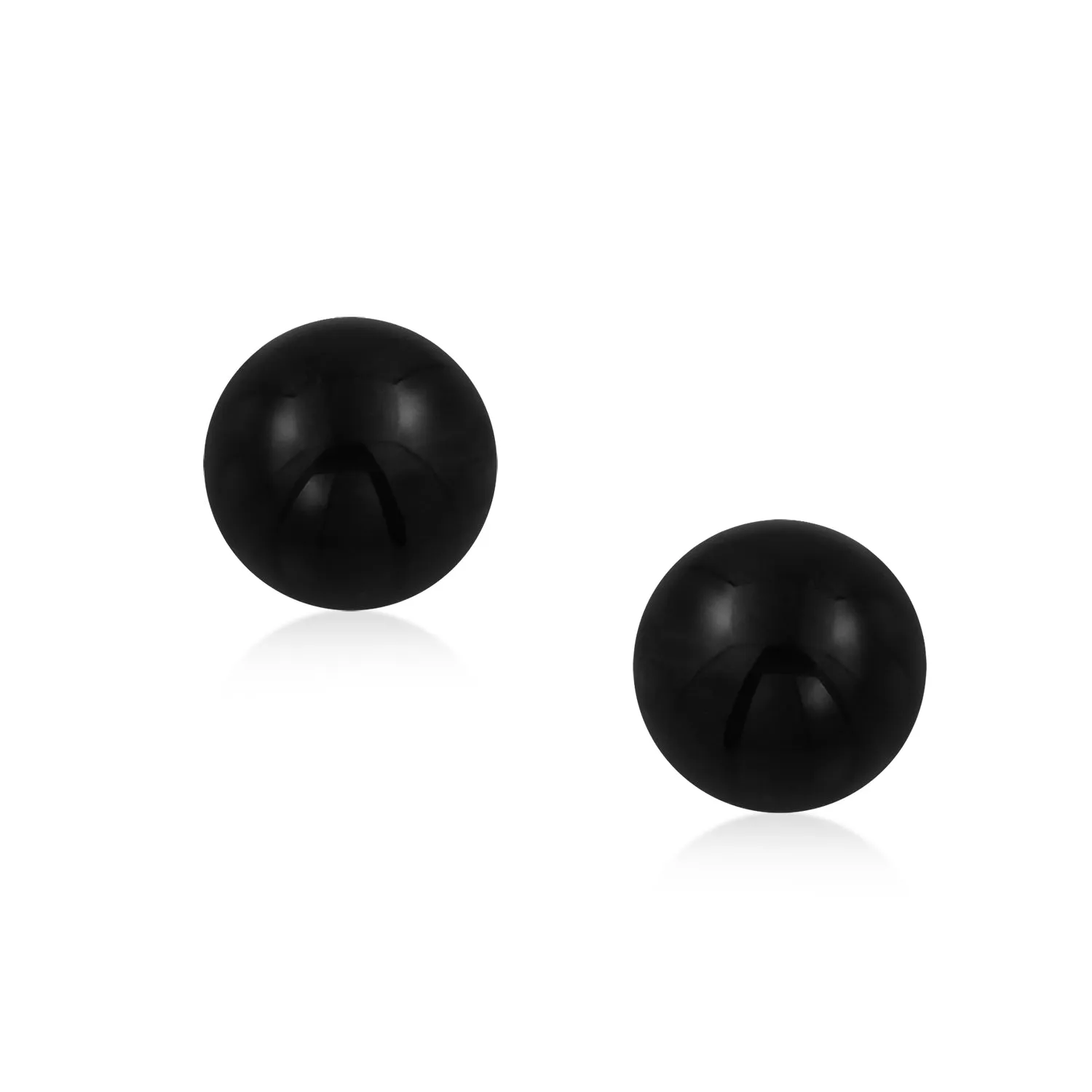 10MM Natural Gemstone Round Bead Ball Stud Earrings - Sterling Silver for Women Teens