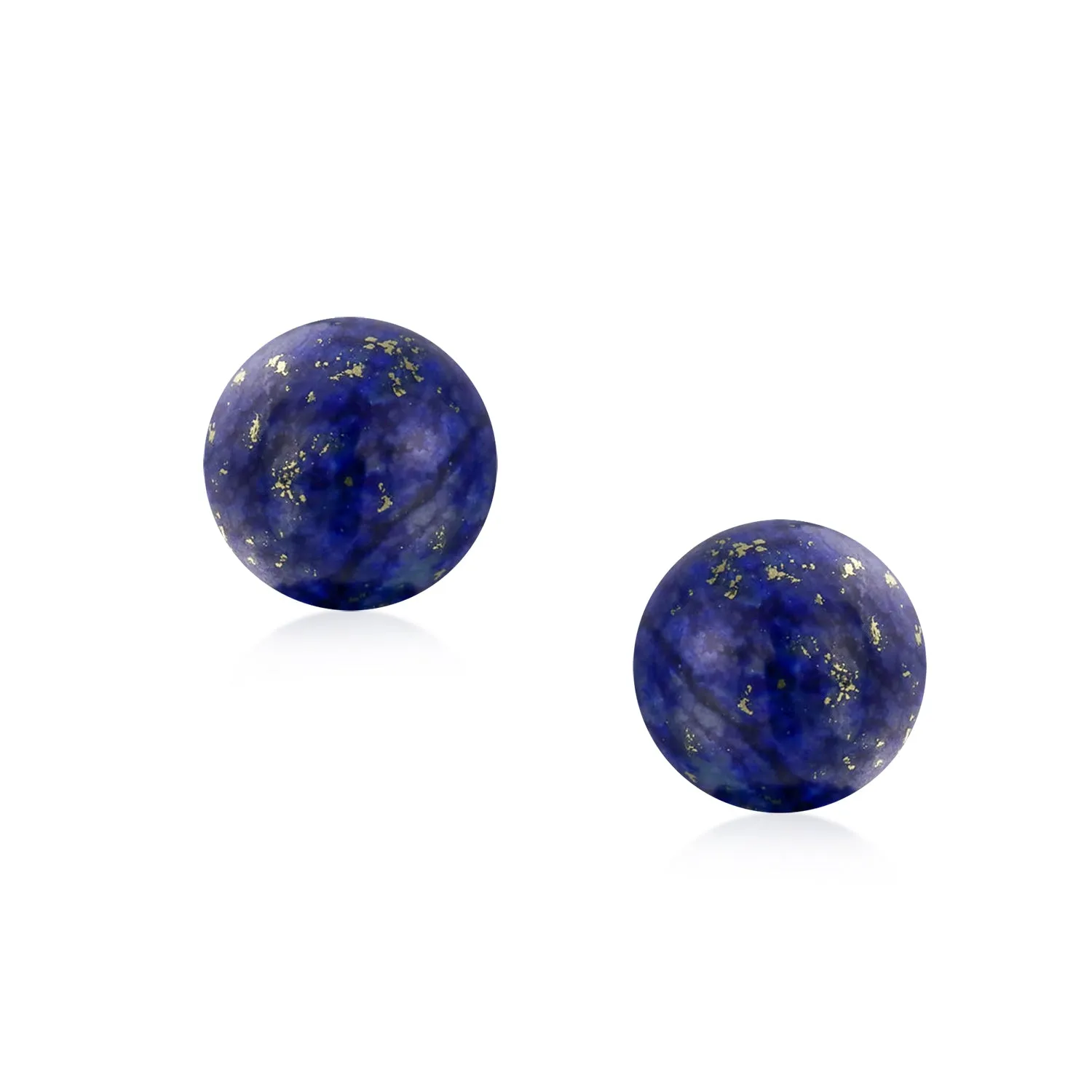 10MM Natural Gemstone Round Bead Ball Stud Earrings - Sterling Silver for Women Teens