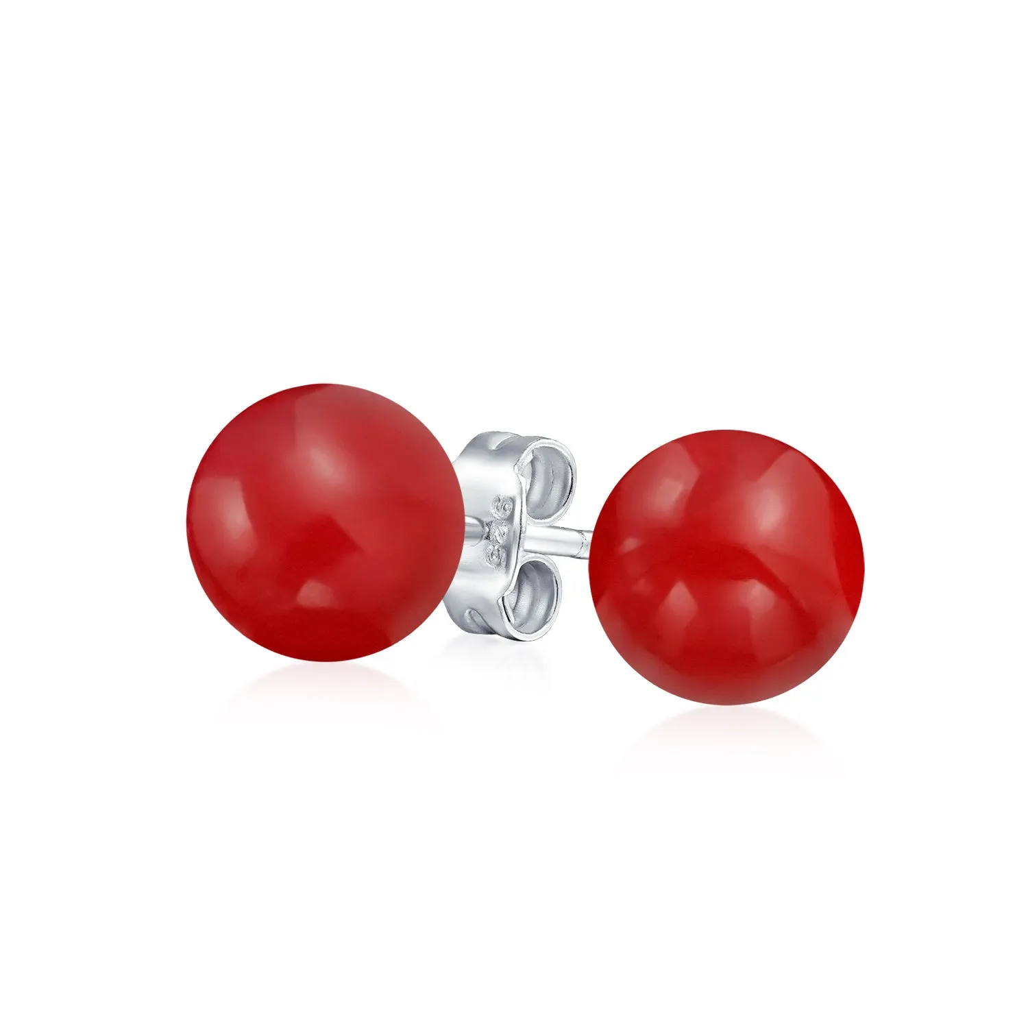 10MM Natural Gemstone Round Bead Ball Stud Earrings - Sterling Silver for Women Teens