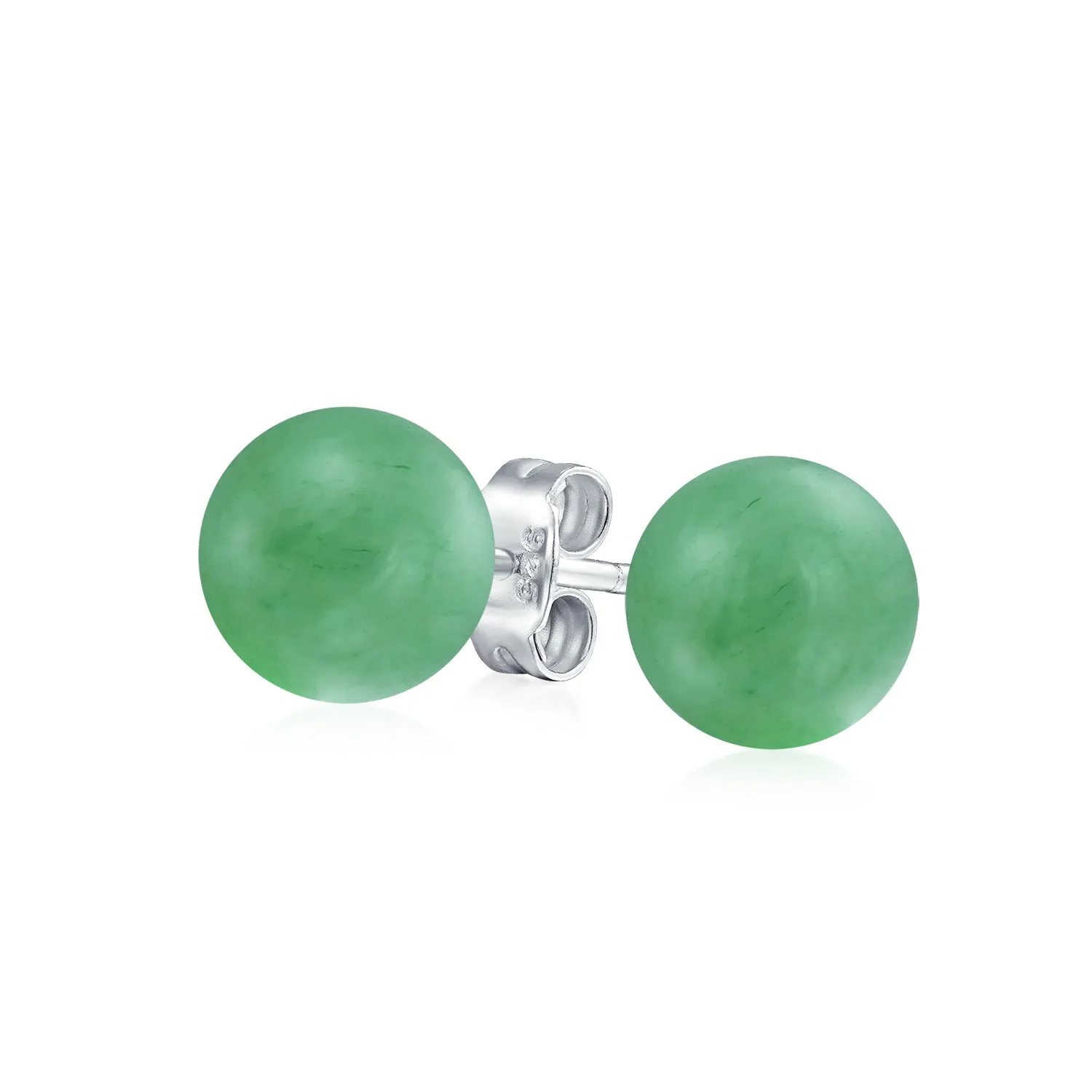 10MM Natural Gemstone Round Bead Ball Stud Earrings - Sterling Silver for Women Teens