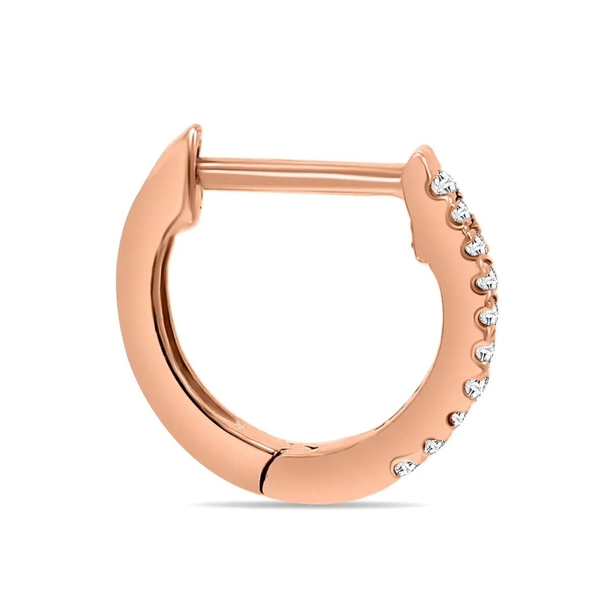 1/10 Carat Tw Small Diamond Huggie Hoop Earrings In 10K Rose Gold