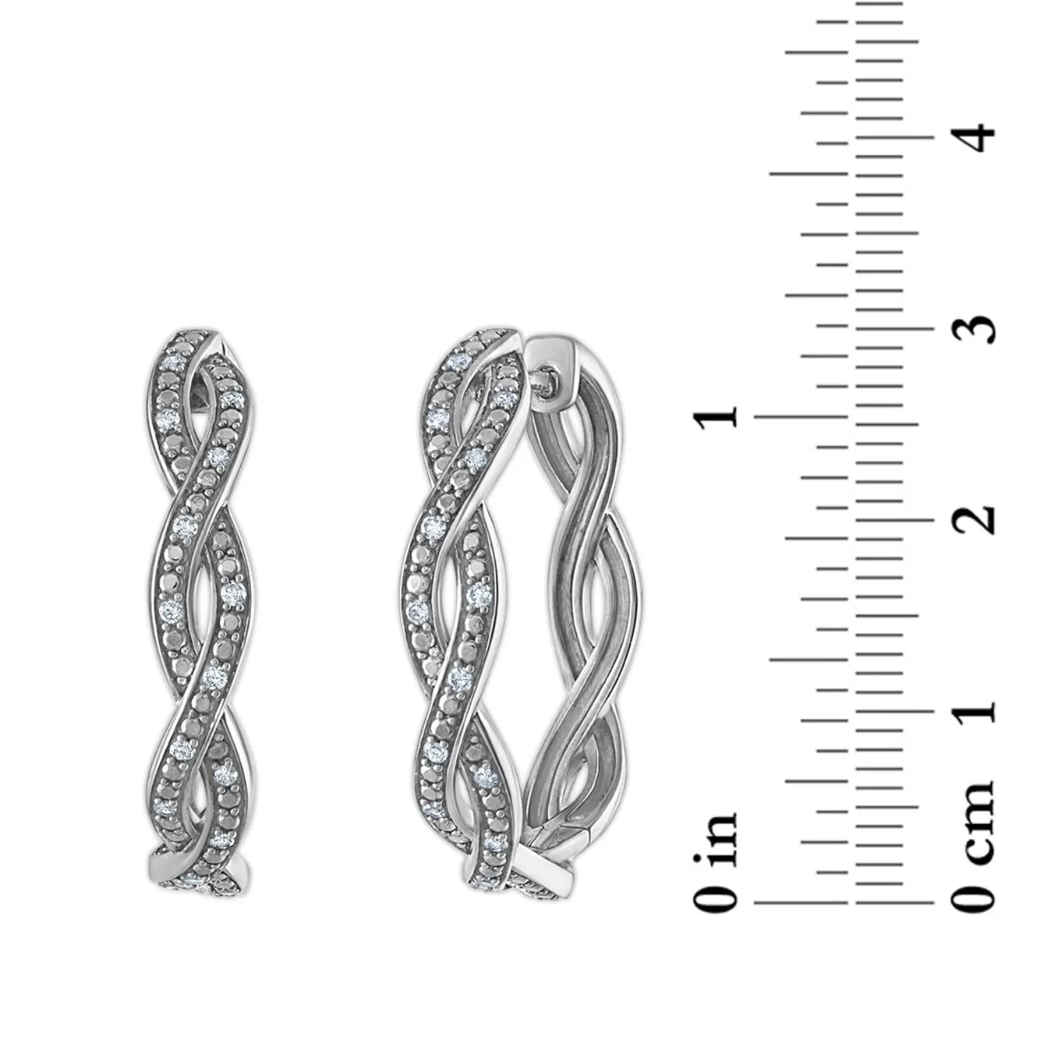 1/4 CTW Diamond Twist Hoop Earrings in Sterling Silver