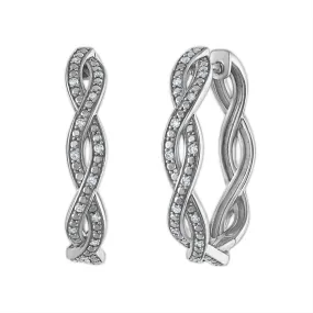 1/4 CTW Diamond Twist Hoop Earrings in Sterling Silver