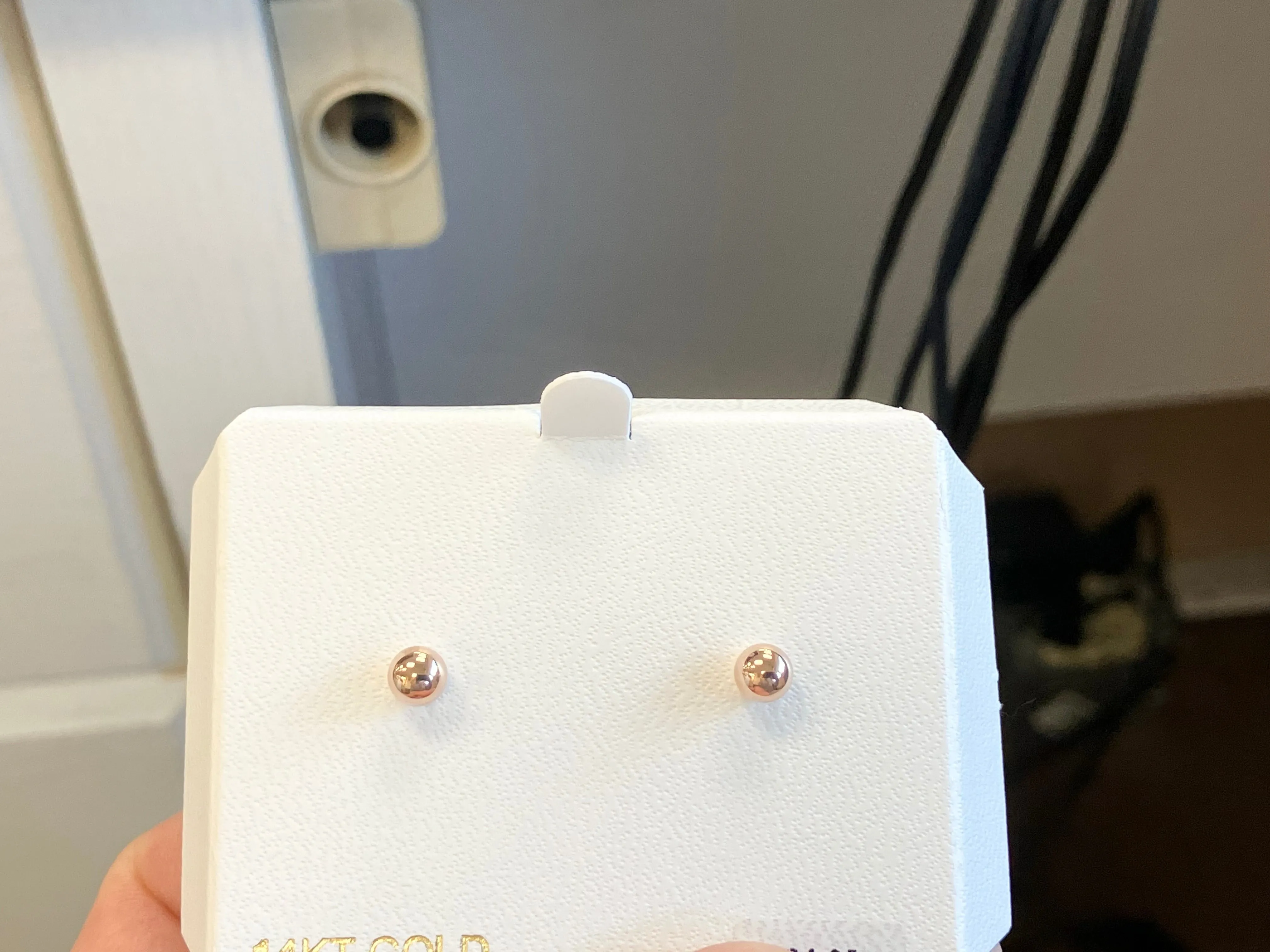 14 K Rose Gold Ball Stud Earrings