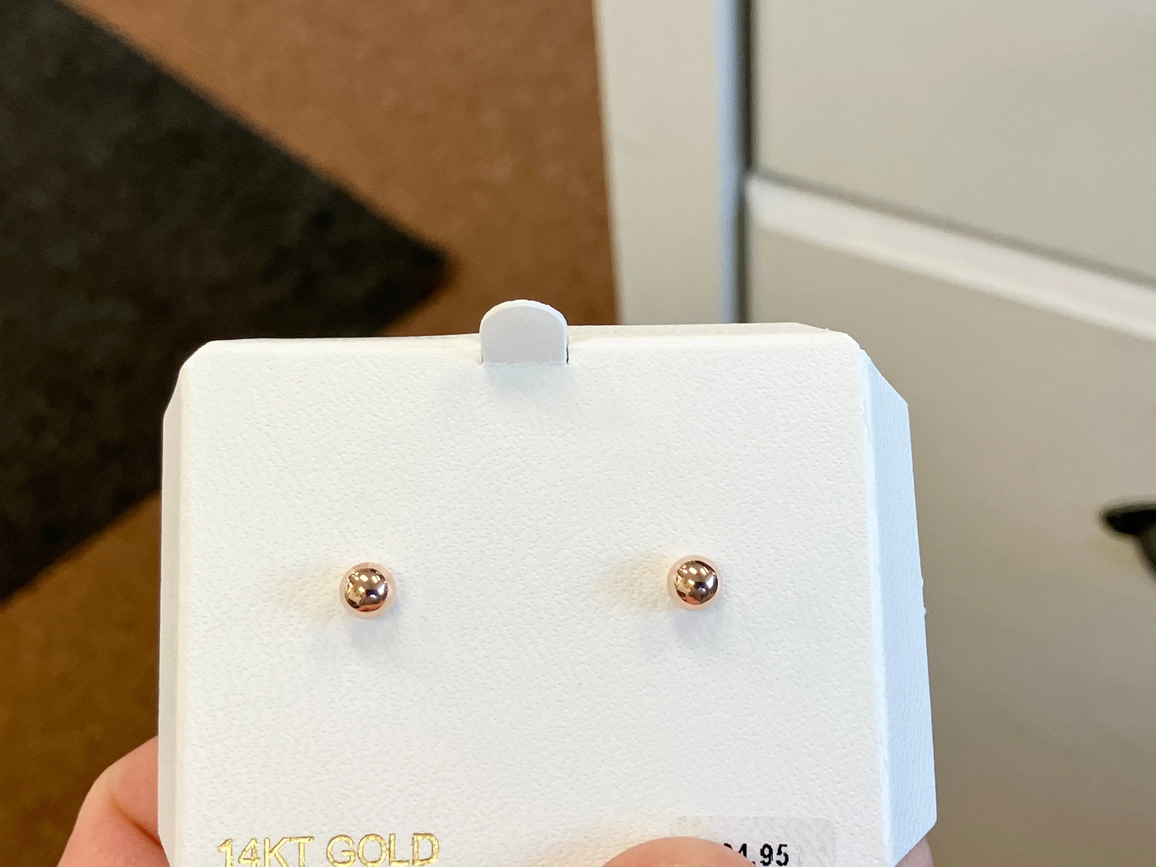 14 K Rose Gold Ball Stud Earrings