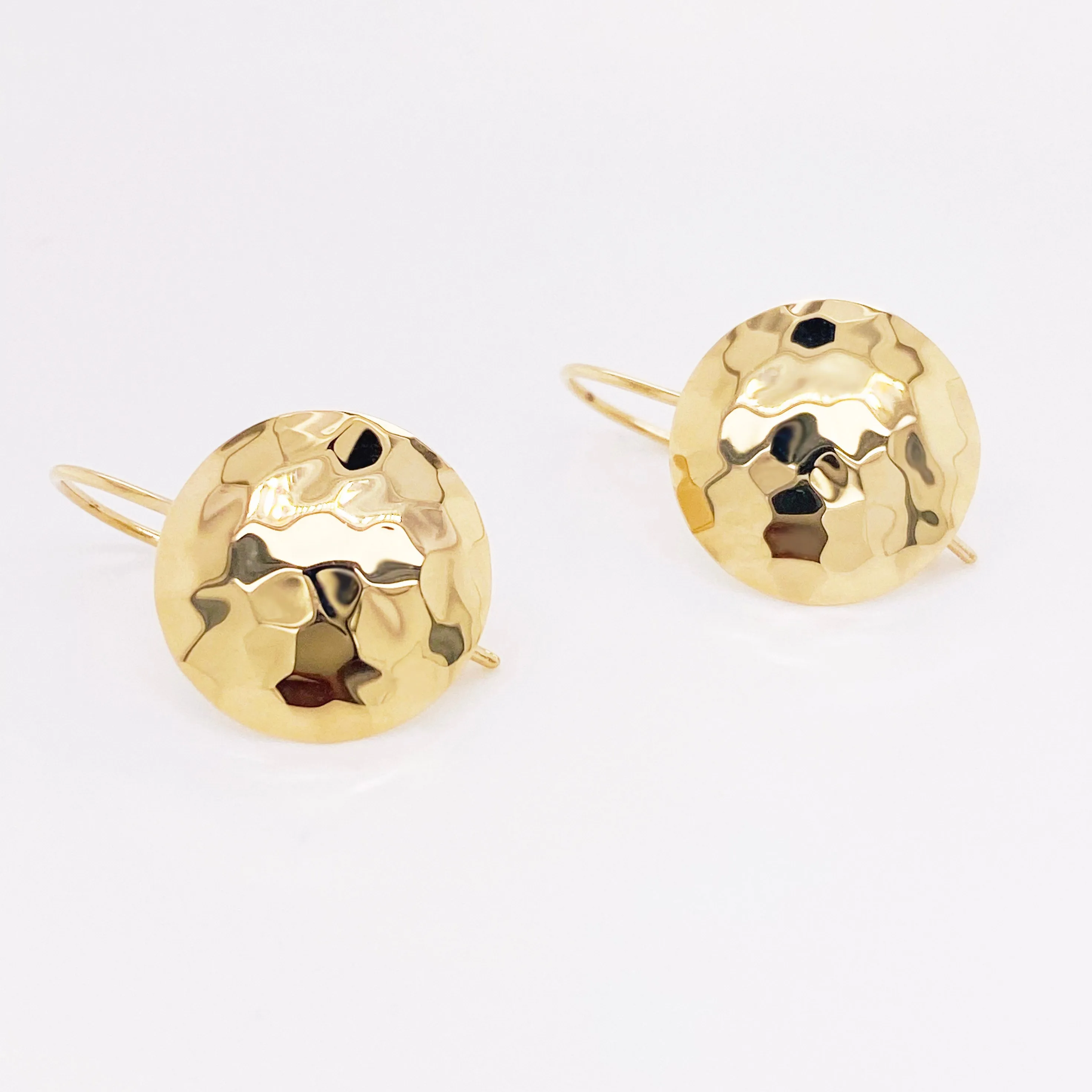 14 Karat Gold Hammered Disk Earrings