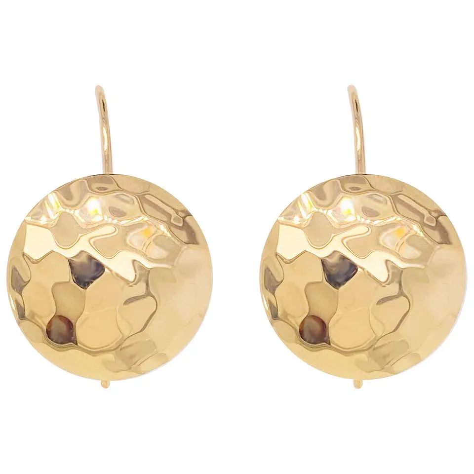 14 Karat Gold Hammered Disk Earrings