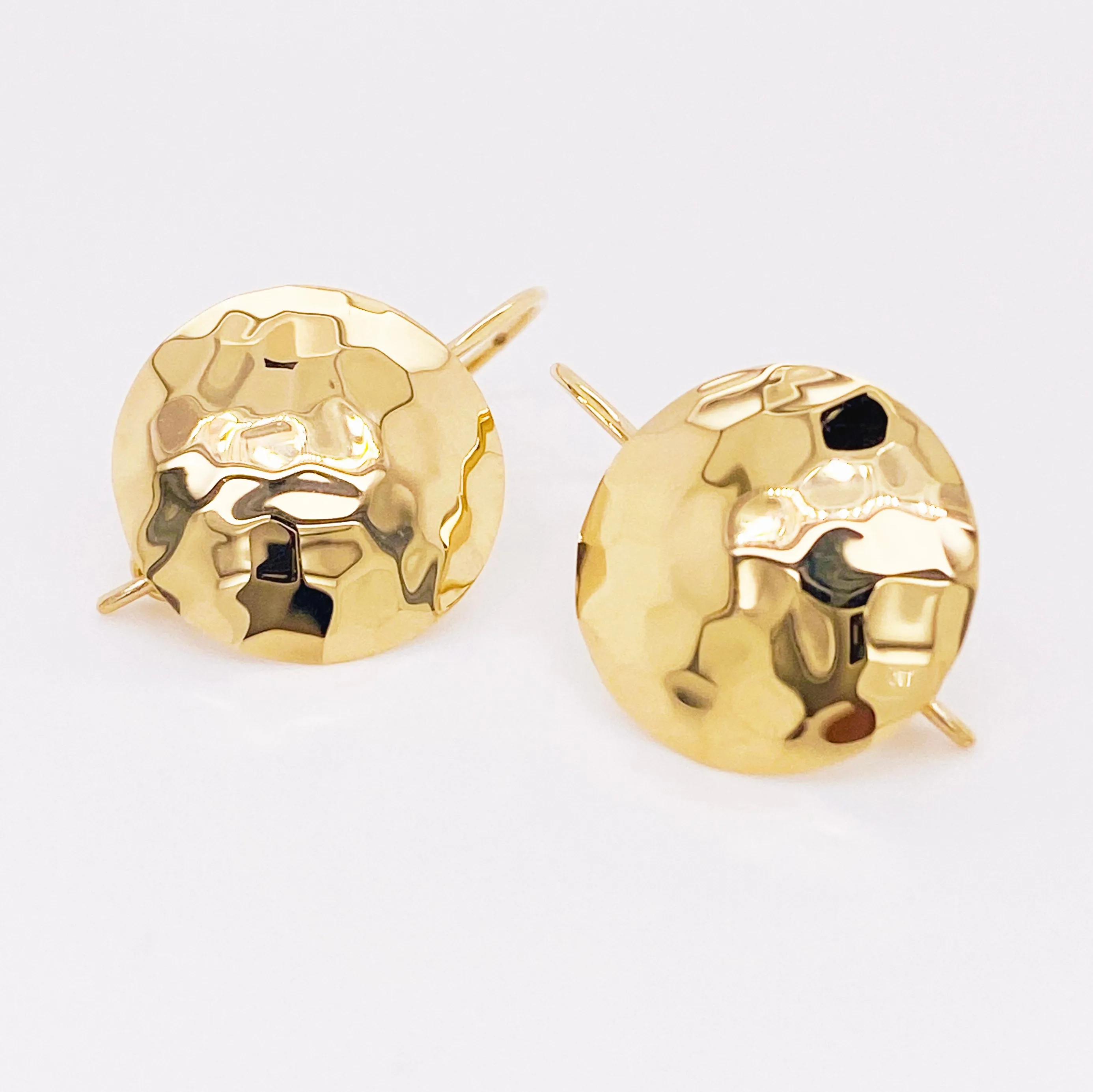 14 Karat Gold Hammered Disk Earrings