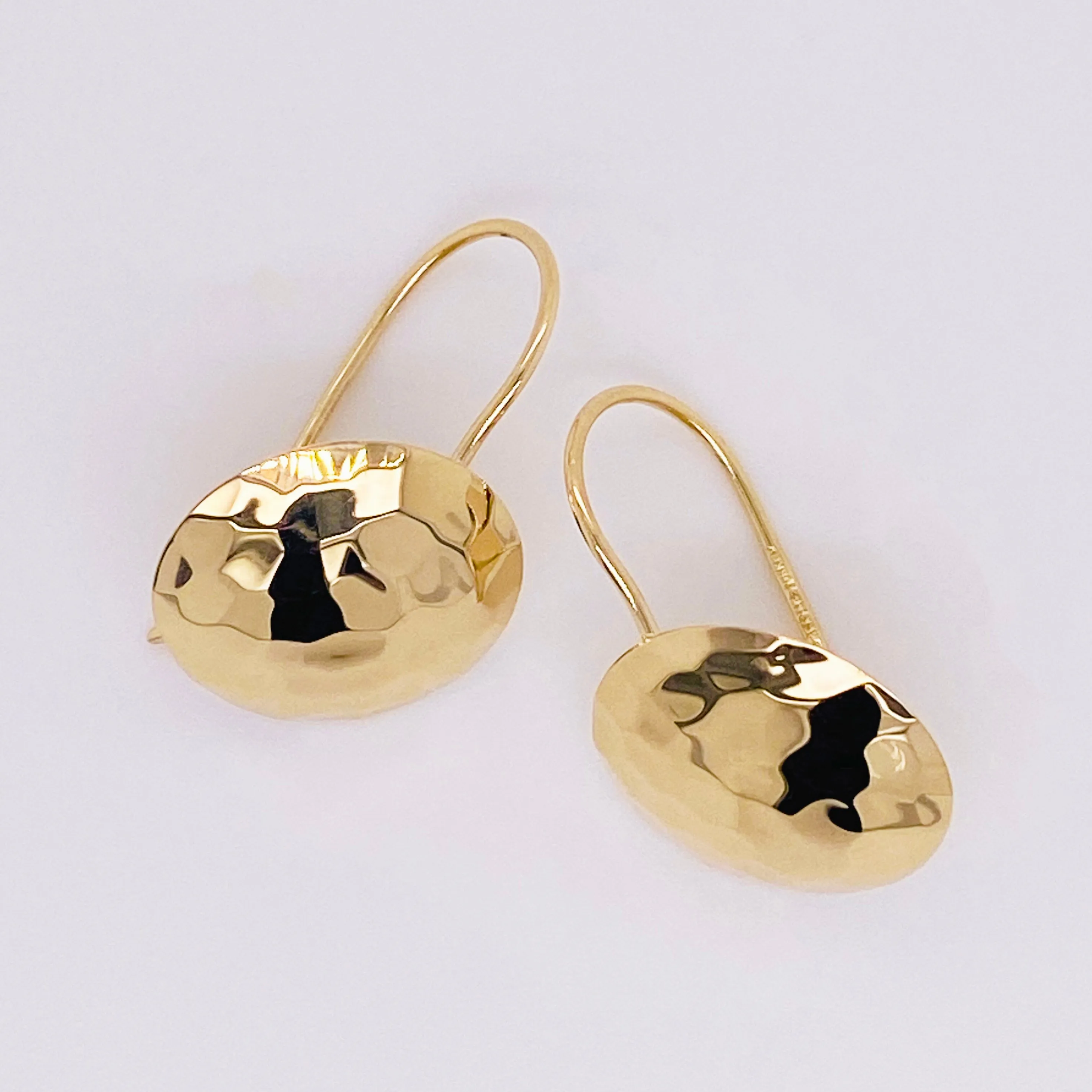 14 Karat Gold Hammered Disk Earrings