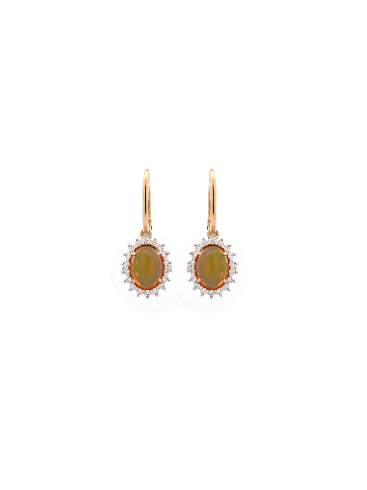 1.40ct Opal 14K Gold Sunburst Dangle Drop Earrings