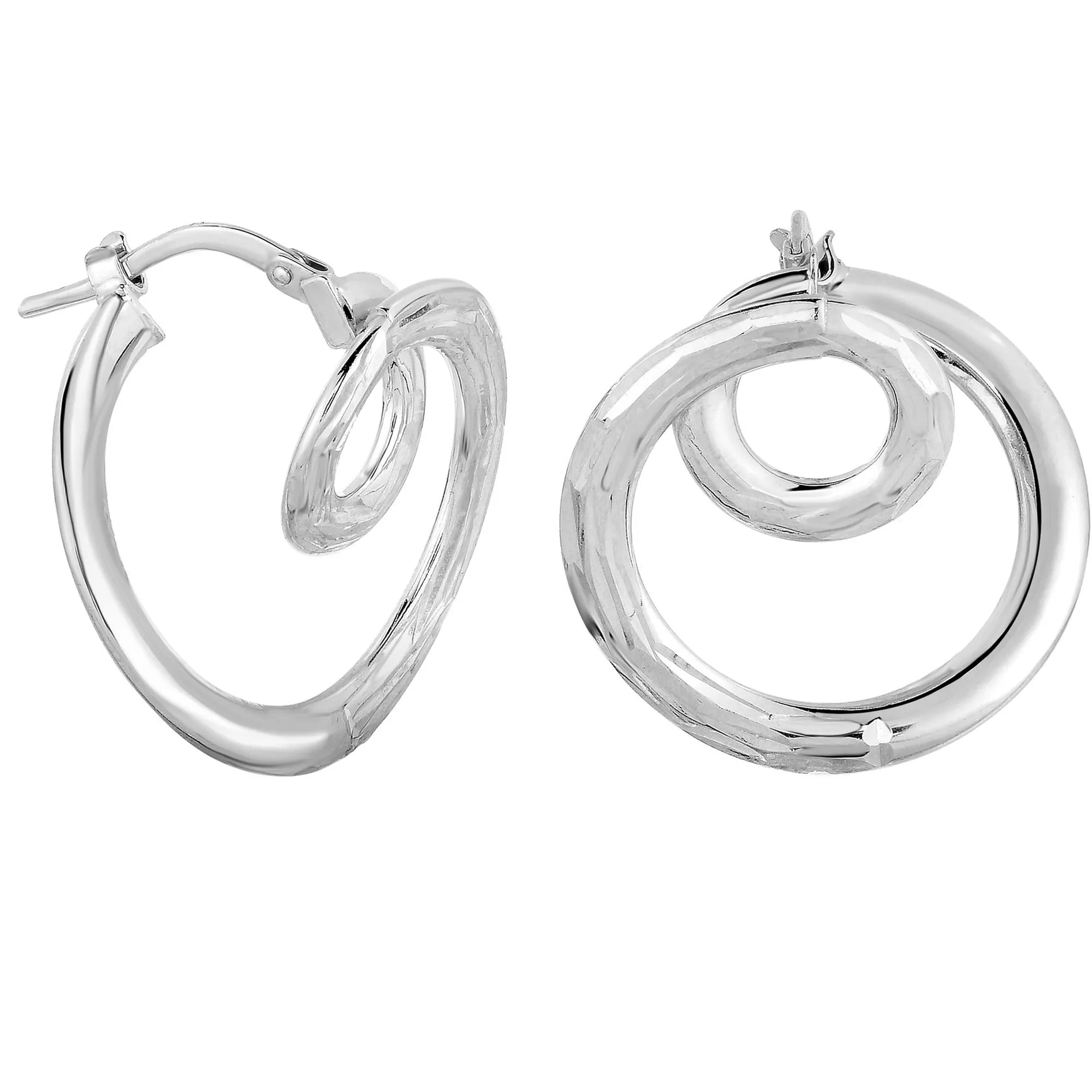 14K Gold Fancy Small Circle In Oval Tube Hoop Earrings