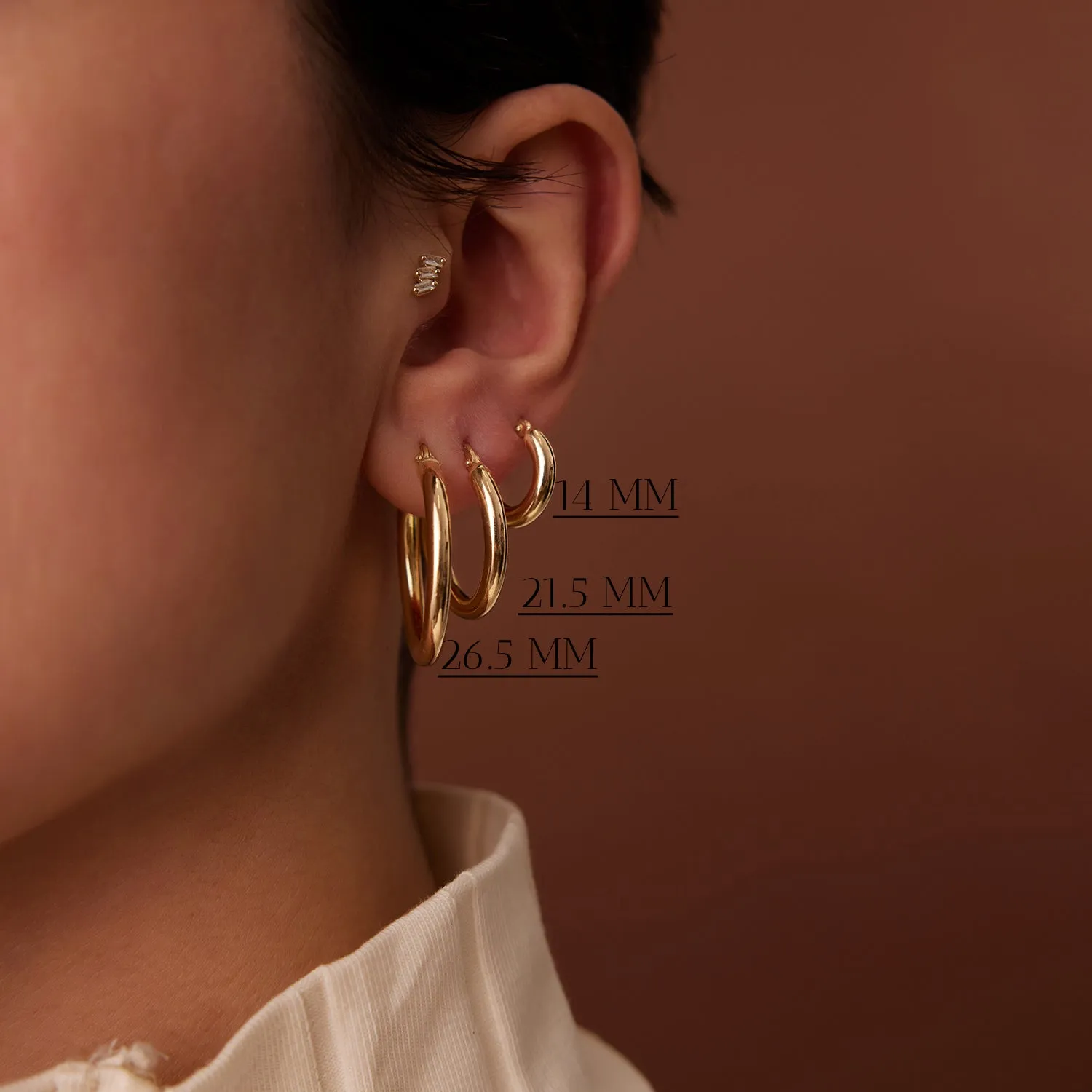 14k Gold Hoops 14-21.5-26.5 MM