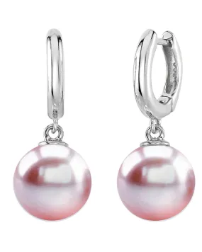 14K Gold Pink Freshwater Pearl Huggie Mary Earrings