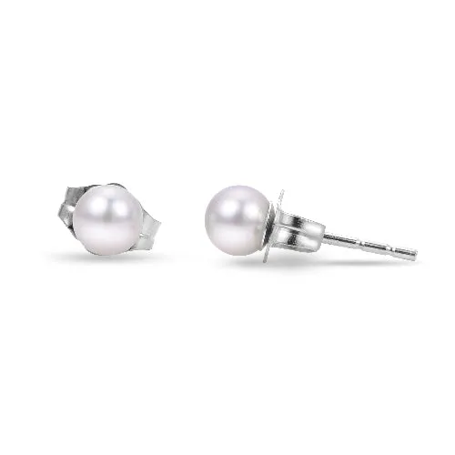 14K White Gold 4mm Akoya Pearl Studs