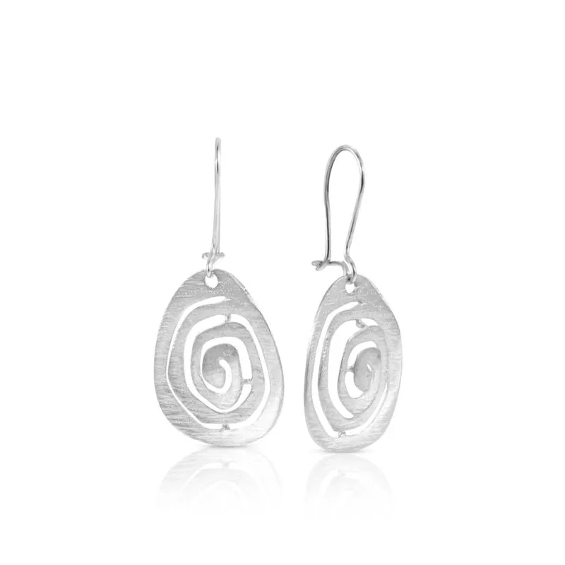 14K White Gold Dangle Spiral Earrings