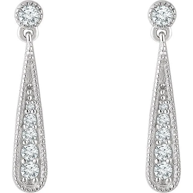 14KT GOLD 1/6 CTW DIAMOND TEARDROP EARRINGS