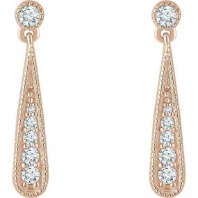 14KT GOLD 1/6 CTW DIAMOND TEARDROP EARRINGS