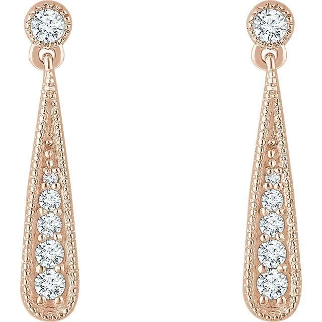 14KT GOLD 1/6 CTW DIAMOND TEARDROP EARRINGS