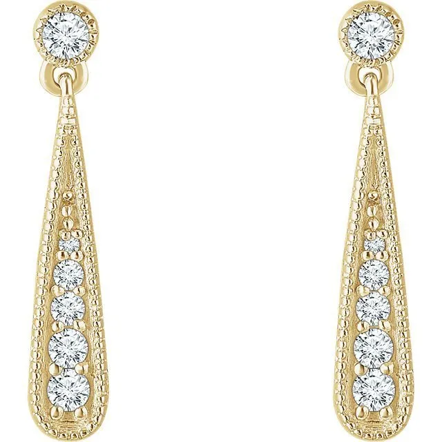 14KT GOLD 1/6 CTW DIAMOND TEARDROP EARRINGS