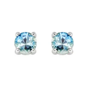 14kt White Gold 3mm Lt Blue Montana Sapphire Stud Earrings