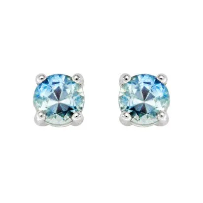 14kt White Gold 3mm Lt Blue Montana Sapphire Stud Earrings