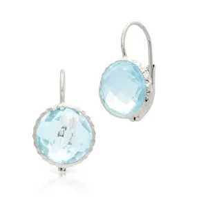 14KT White Gold Blue Topaz Earrings