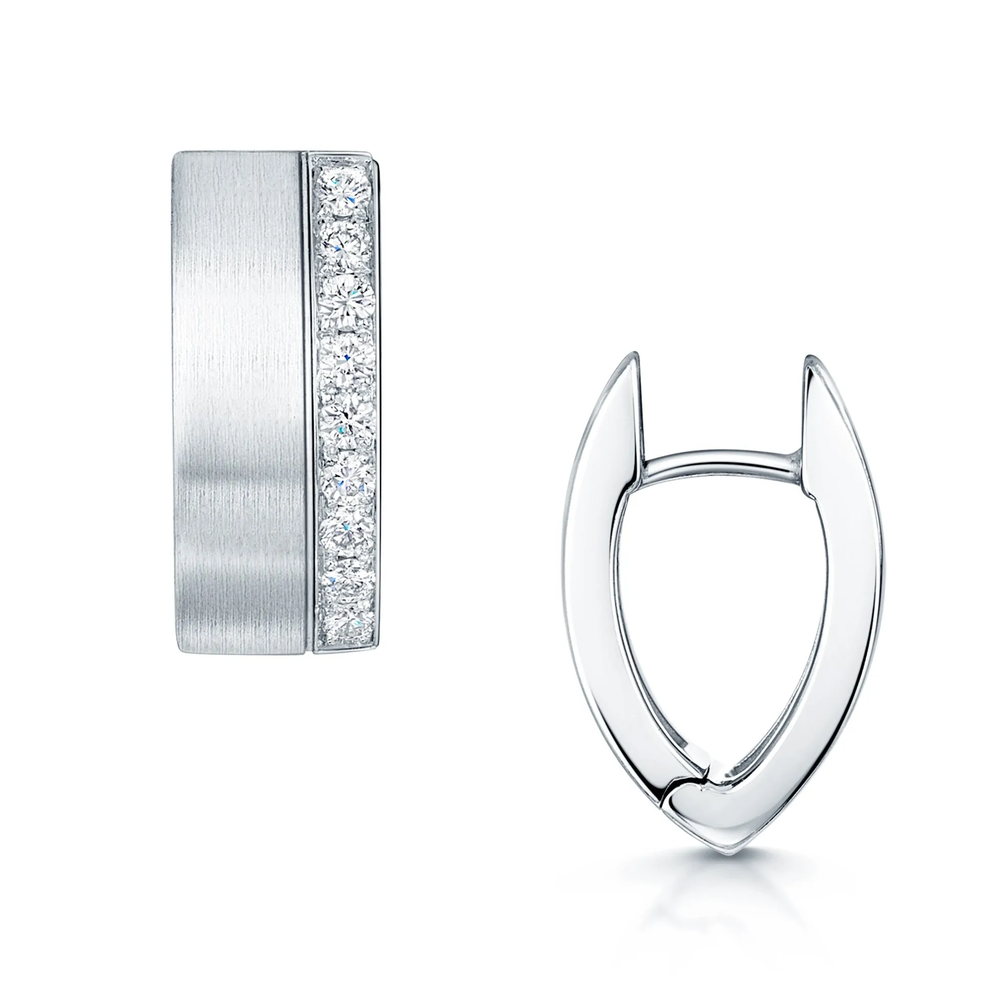 18ct White Gold Diamond Set  Hoop Earrings