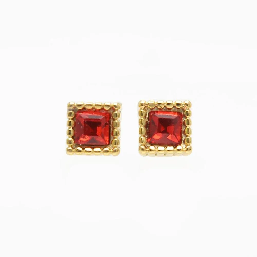 18K Gold Post Square Studs