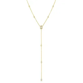 18k Yellow Gold 0.37ctw Diamond Hexagon Drop Pendant Necklace