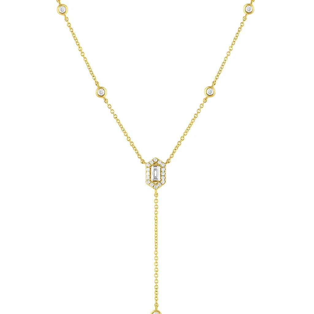 18k Yellow Gold 0.37ctw Diamond Hexagon Drop Pendant Necklace