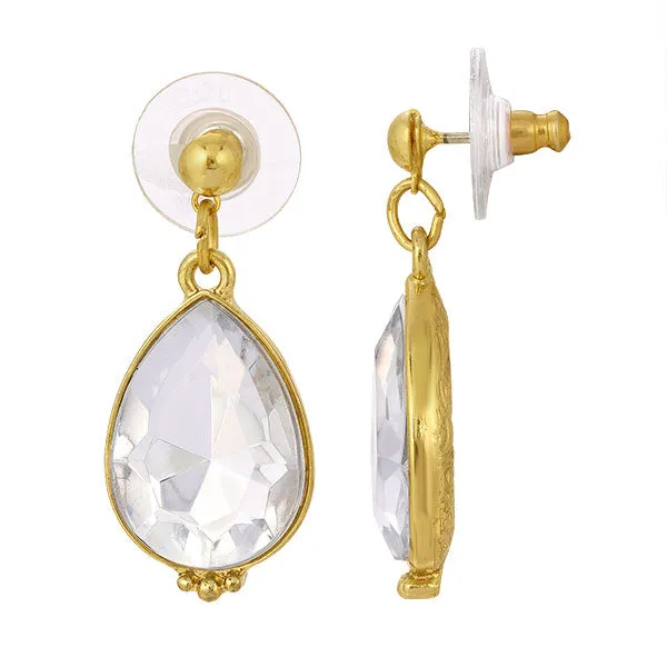 1928 Jewelry Clear Crystal Teardrop Earrings