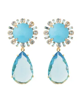 2-in-1 Turquoise, Blue Topaz & Bohemian Blue Baguette Earrings