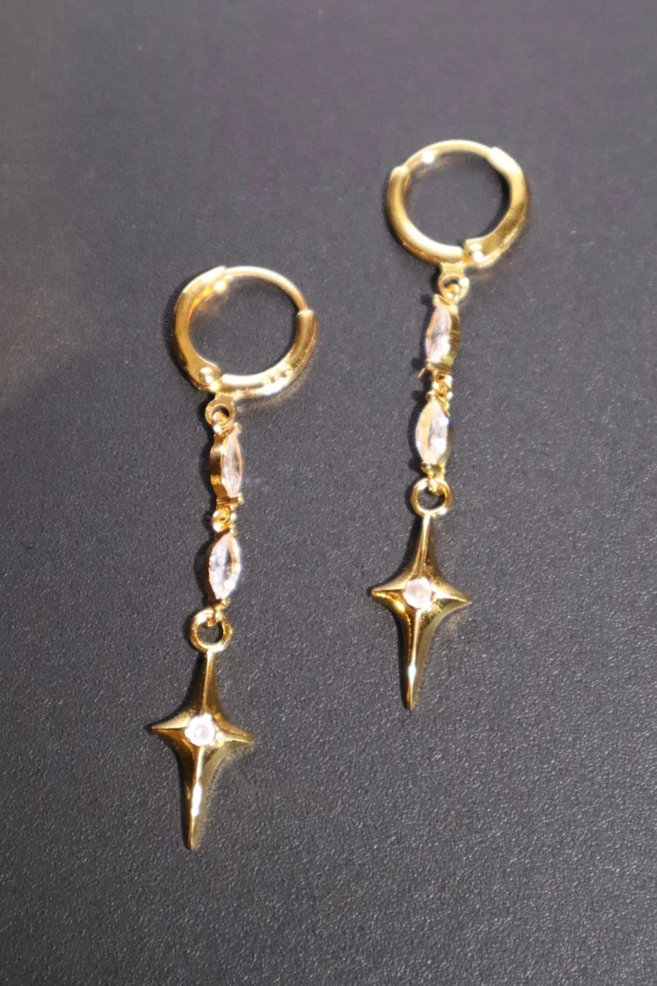 24K Gold Star Dangle Earrings