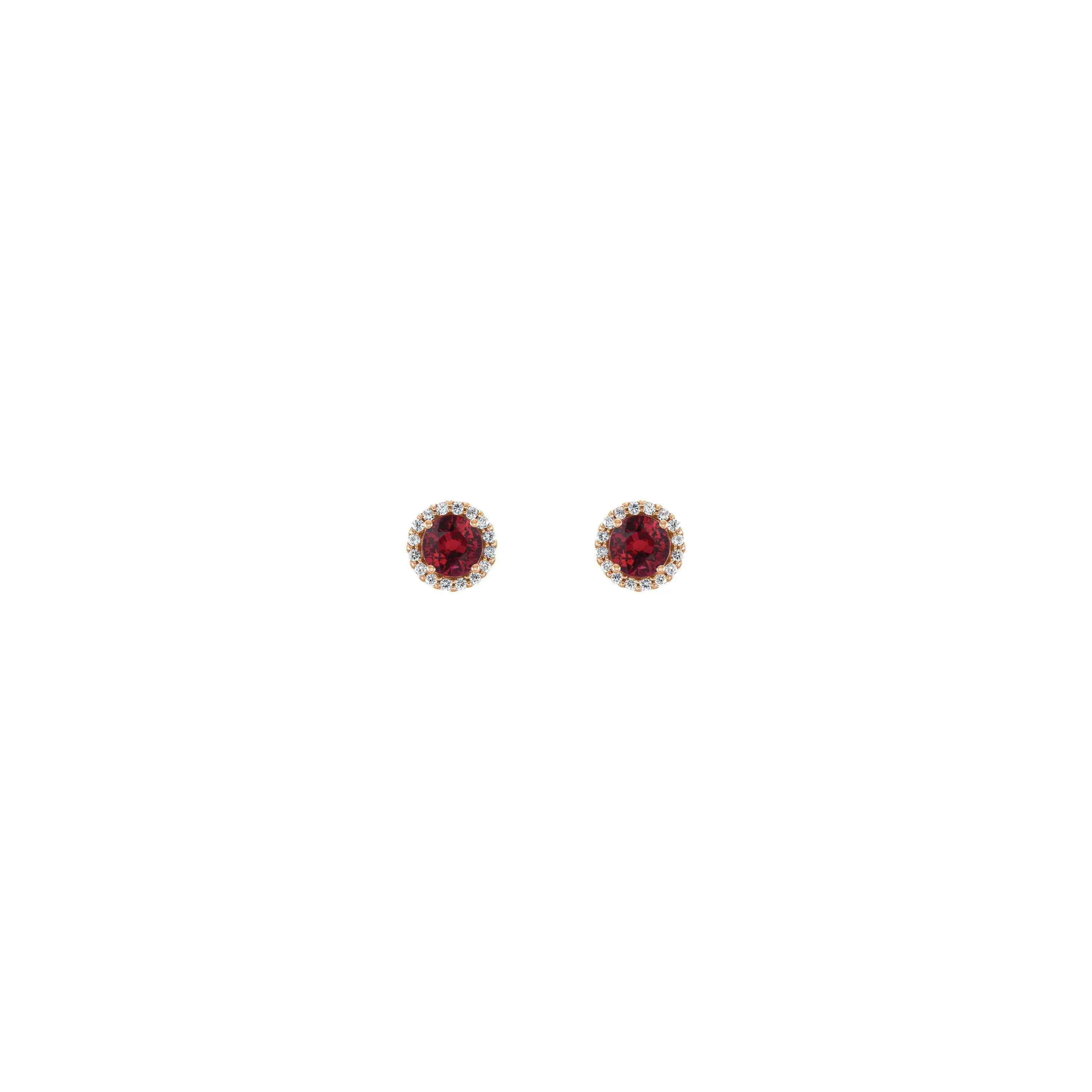 3.5 mm Round Ruby and Diamond Halo Stud Earrings