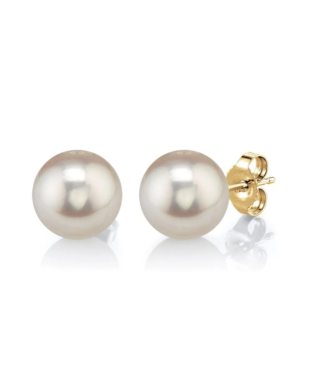 8mm White Freshwater Round Pearl Stud Earrings