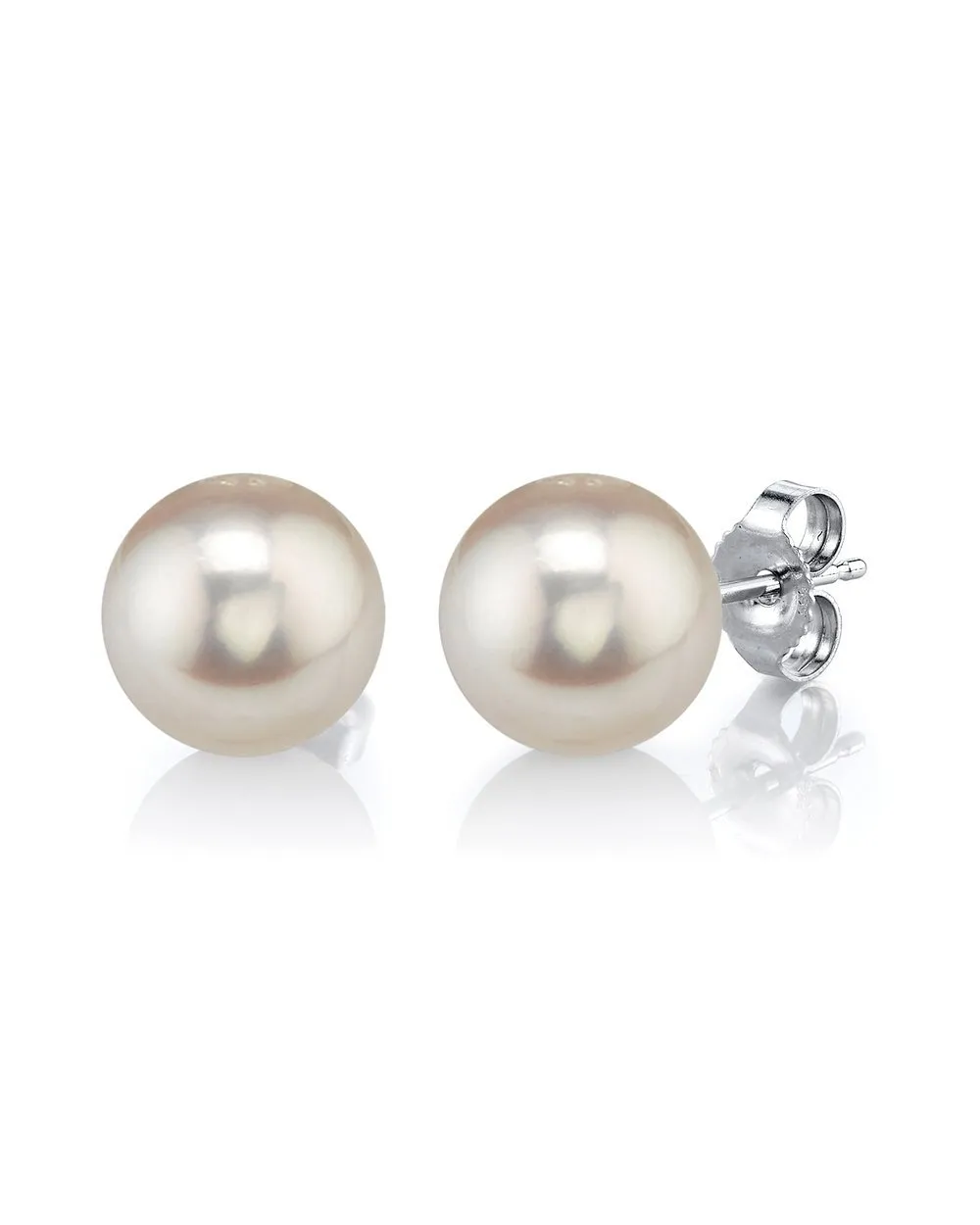 8mm White Freshwater Round Pearl Stud Earrings