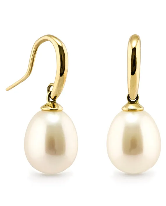 9ct Drop 10mm Freshwater Pearl Shepherd Hook Earrings IP108