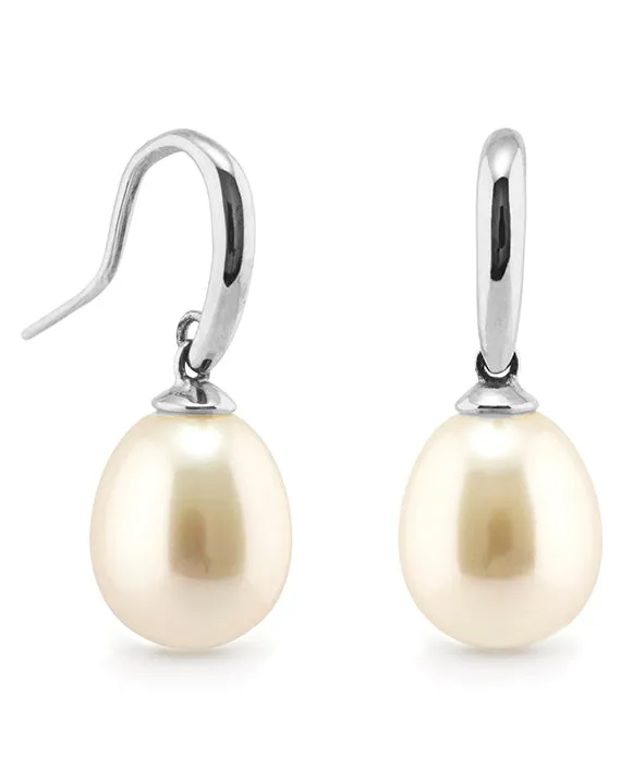 9ct Drop 10mm Freshwater Pearl Shepherd Hook Earrings IP108