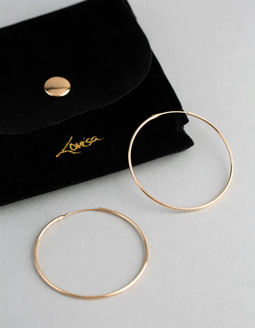 9ct Gold 40mm Fine Hoop Earrings