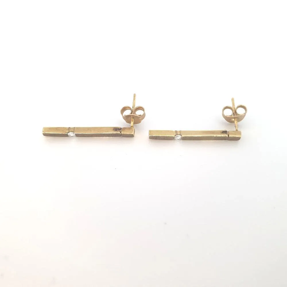 9ct Yellow Gold and Diamond Earrings