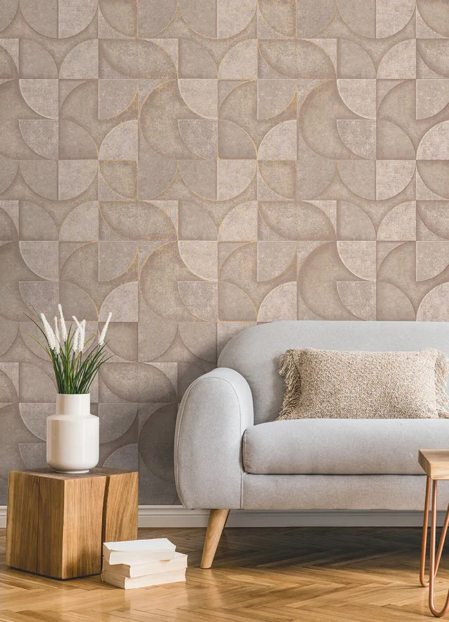 Addison Blush Retro Geo Wallpaper  | Brewster Wallcovering