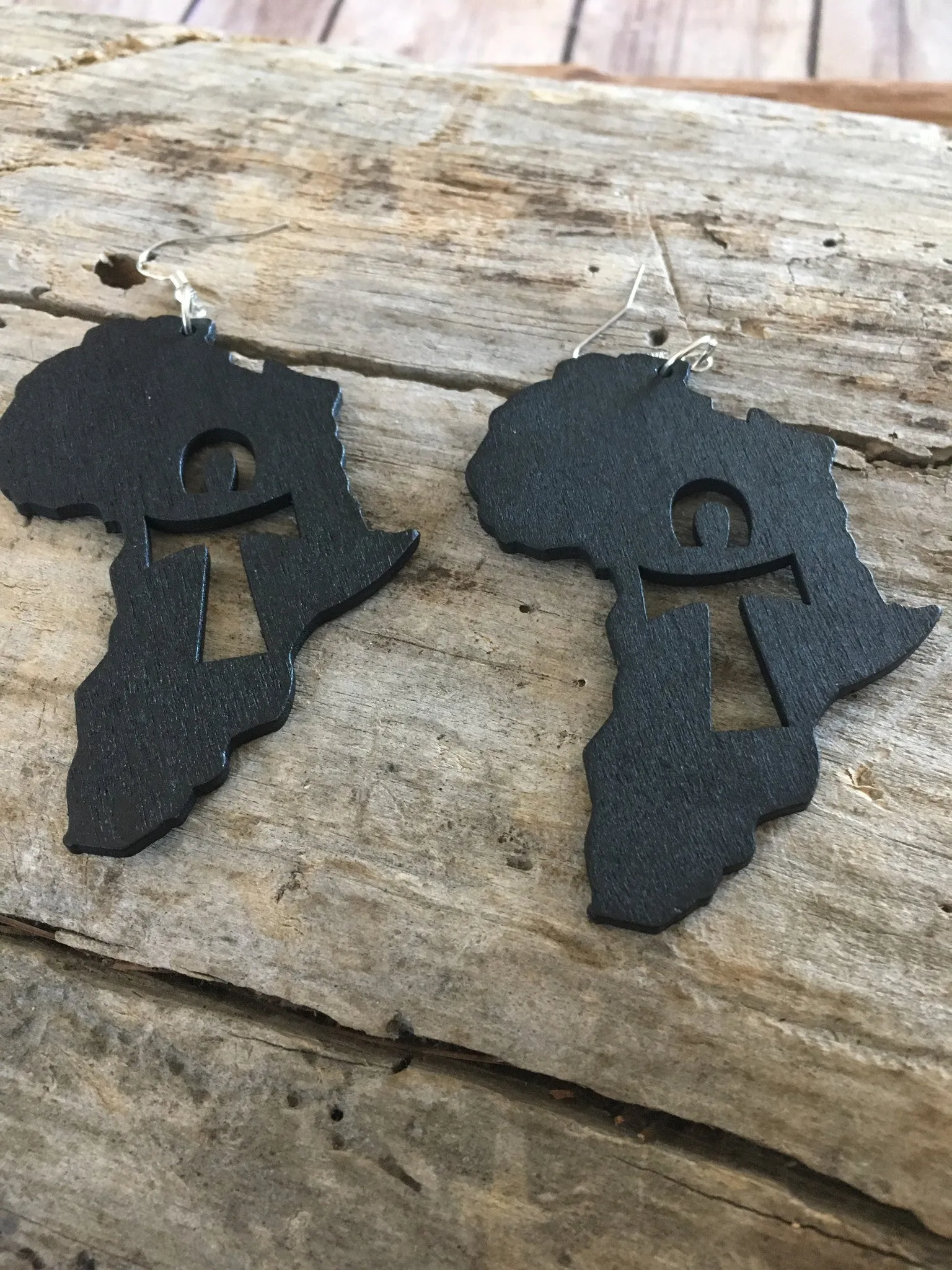 Africa Inner Ankh Wooden Earrings