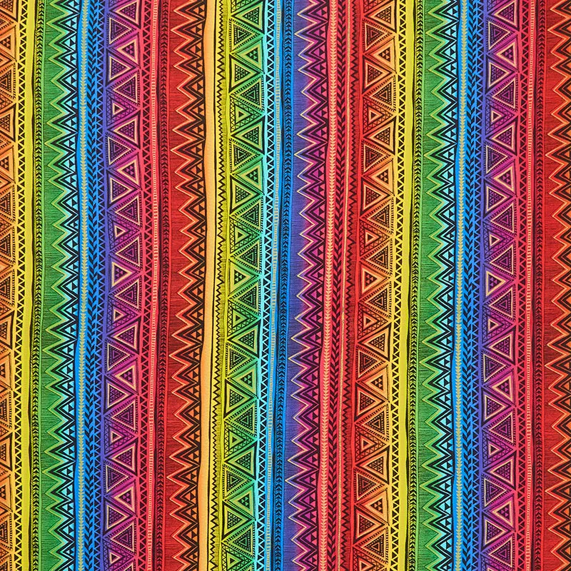 African Sunset - African Tribal Stripes Multi Metallic Yardage