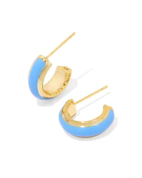 Ainsley Huggie Earring in Gold Light Blue Enamel