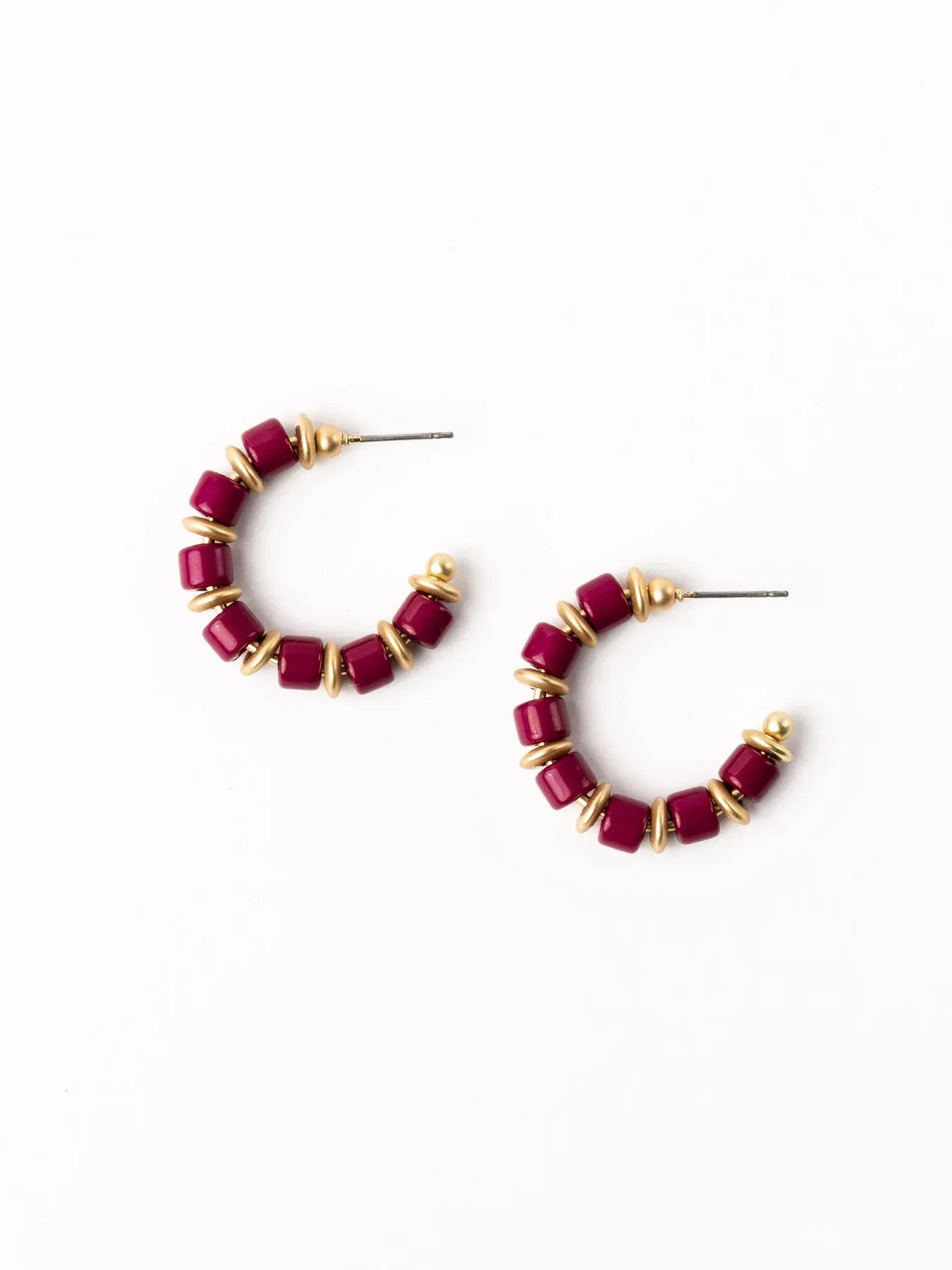 Alternating Beaded Hoop Earrings