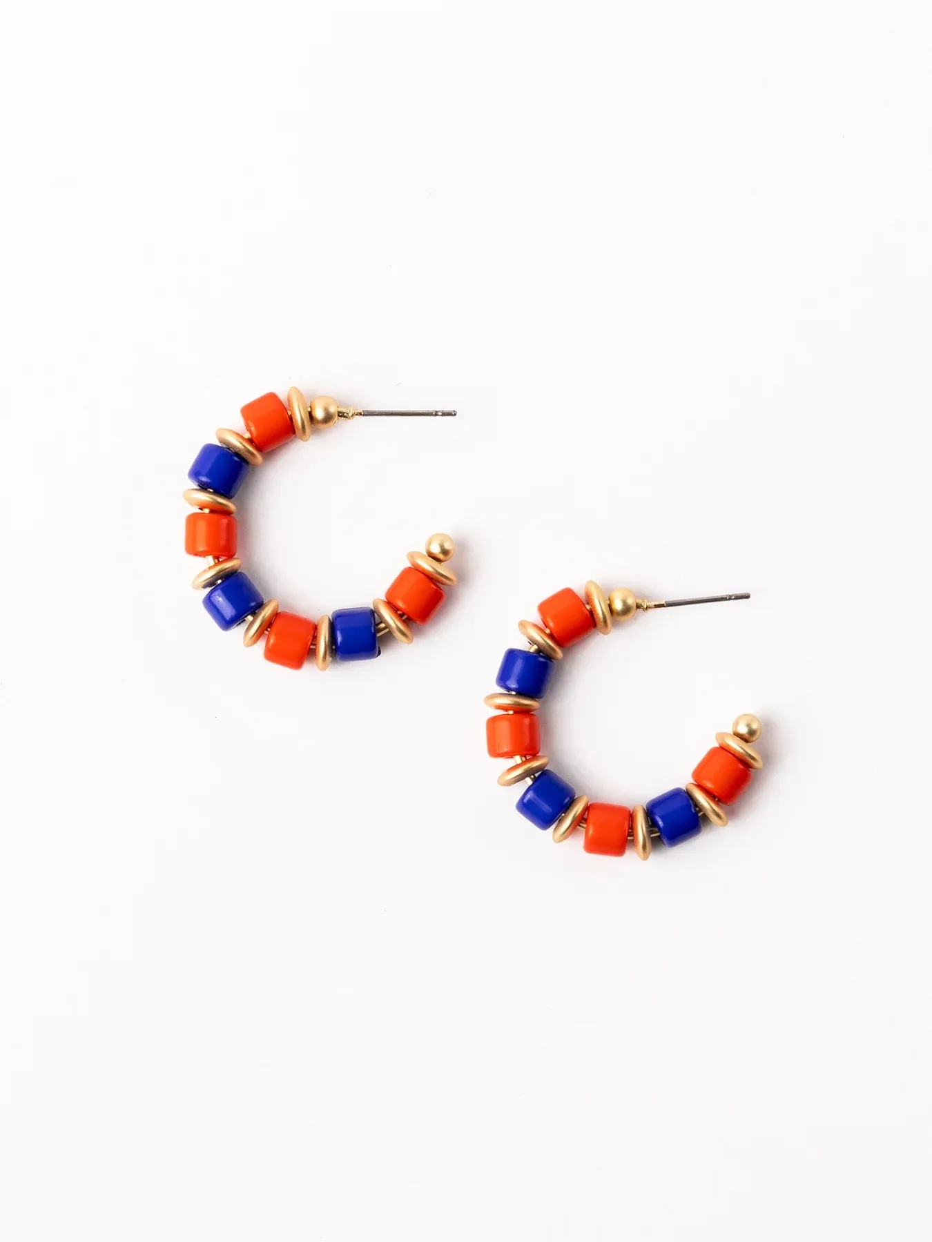 Alternating Beaded Hoop Earrings