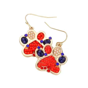 American USA Flag Paw Dangle Earrings