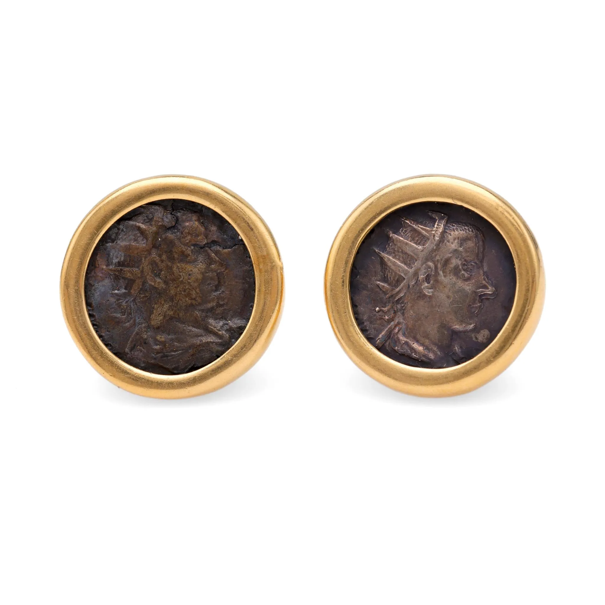 Ancient Roman Coin Gold Earrings