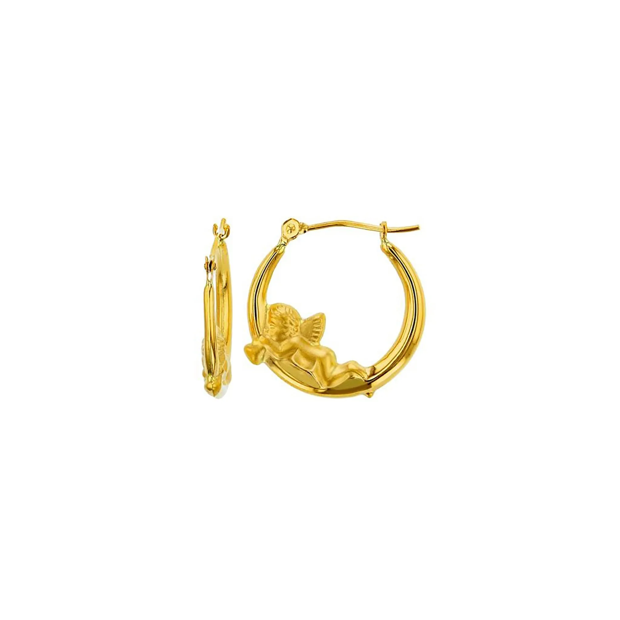 14K Gold Angel-Inspired Hoop Earrings